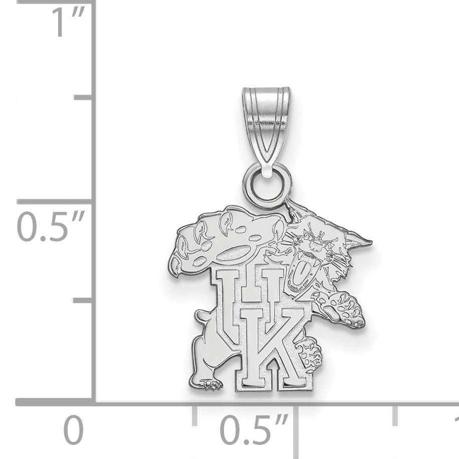 Sterling Silver Rhodium Plated Logoart University Of Kentucky U K Wildcat Small Pendant