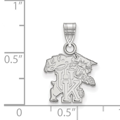 Sterling Silver Rhodium Plated Logoart University Of Kentucky U K Wildcat Small Pendant