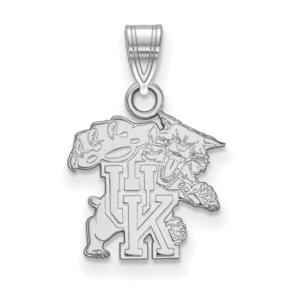 Sterling Silver Rhodium Plated Logoart University Of Kentucky U K Wildcat Small Pendant