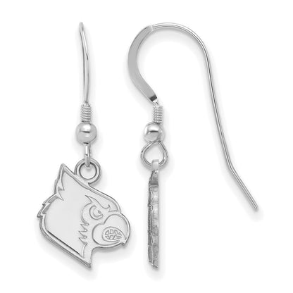 Sterling Silver Rhodium Plated Logoart University Of Louisville Cardinal Small Dangle Wire Earrings