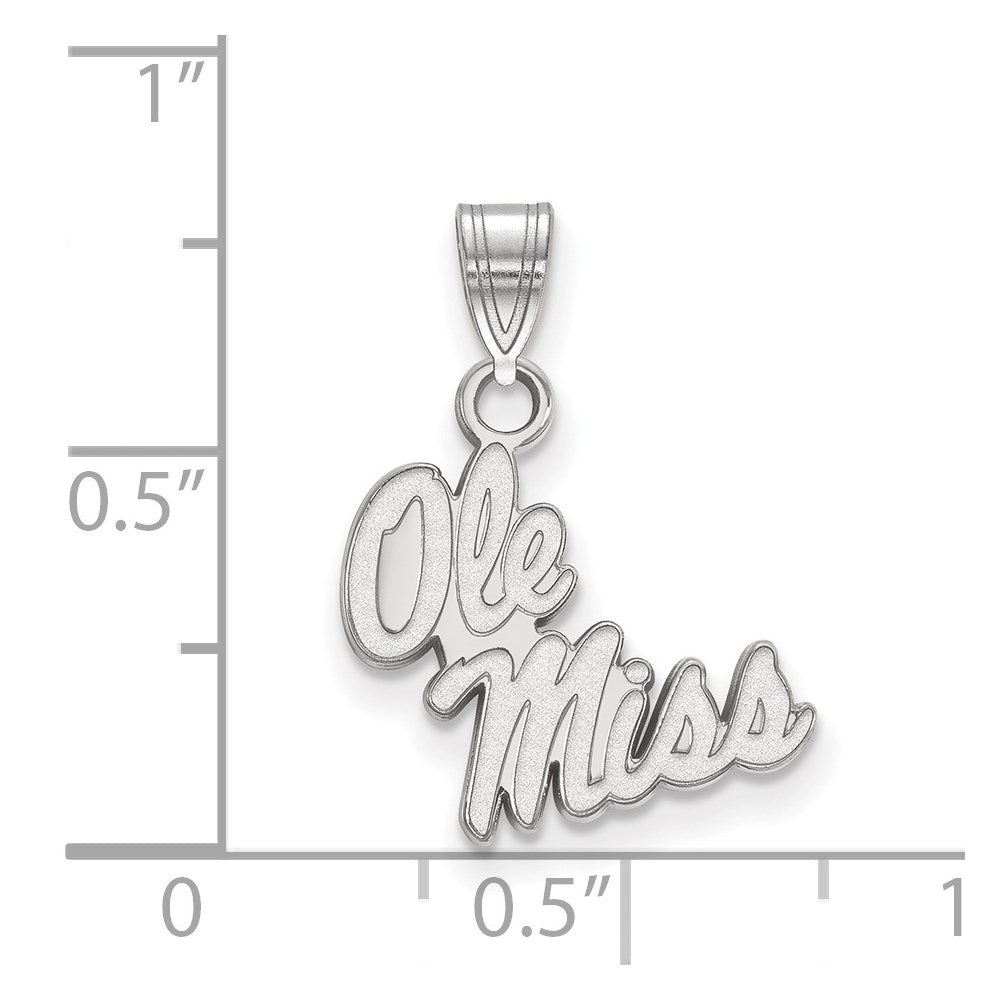 14K White Gold Logoart University Of Mississippi Ole Miss Small Pendant