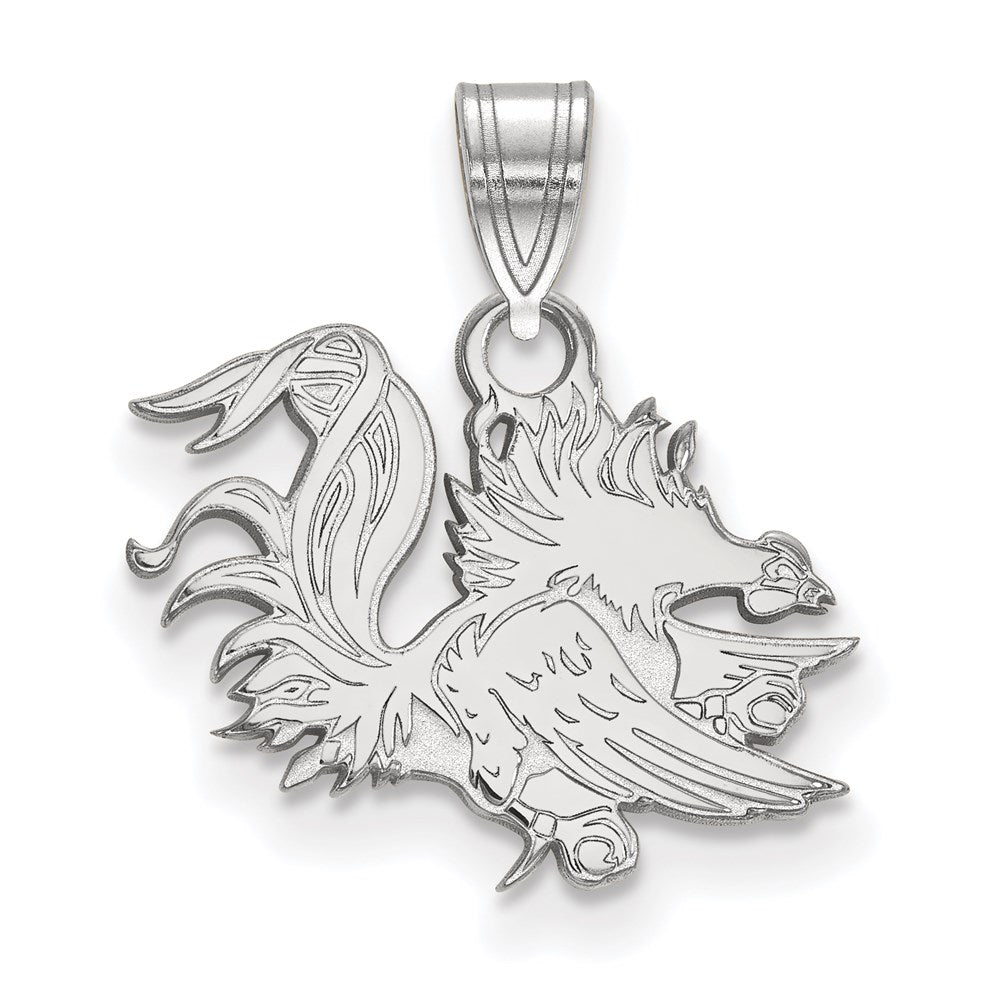 Sterling Silver Rhodium Plated Logoart University Of South Carolina Gamecock Small Pendant