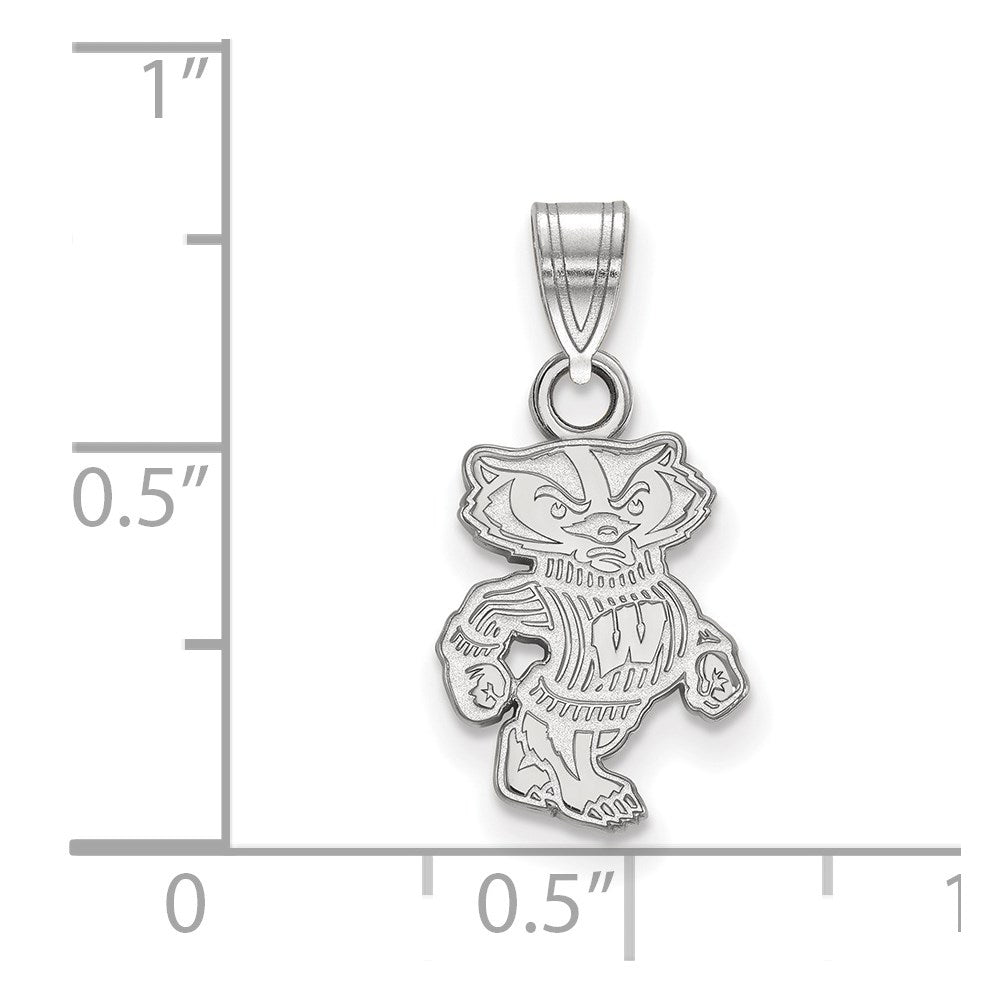 10K White Gold Logoart University Of Wisconsin Badger Small Pendant