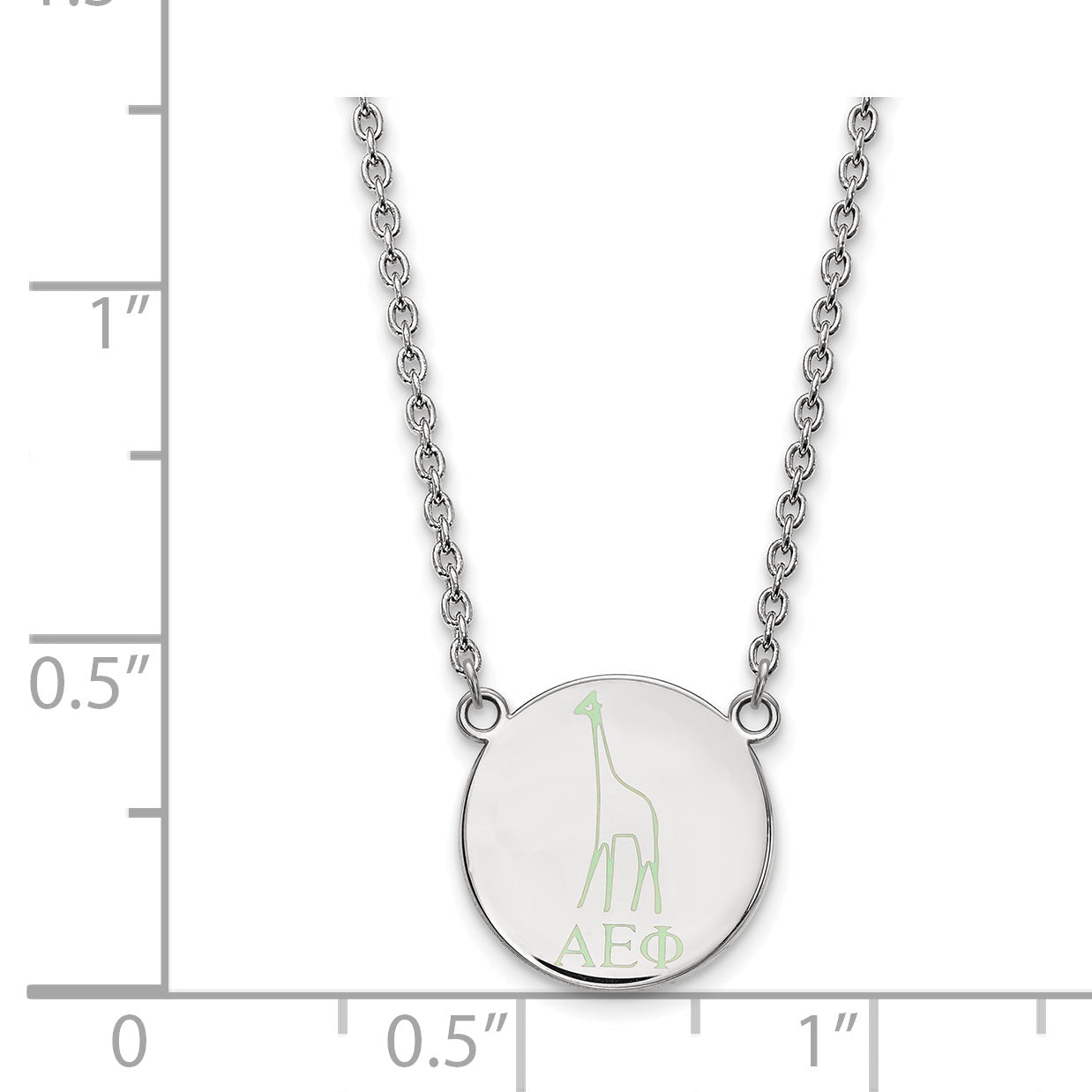 Sterling Silver Rhodium Plated Logoart Alpha Epsilon Phi Sorority Symbol Large Color Enamel Pendant 18 Inch Necklace