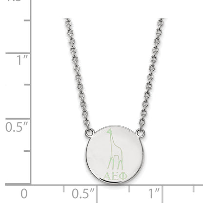 Sterling Silver Rhodium Plated Logoart Alpha Epsilon Phi Sorority Symbol Large Color Enamel Pendant 18 Inch Necklace