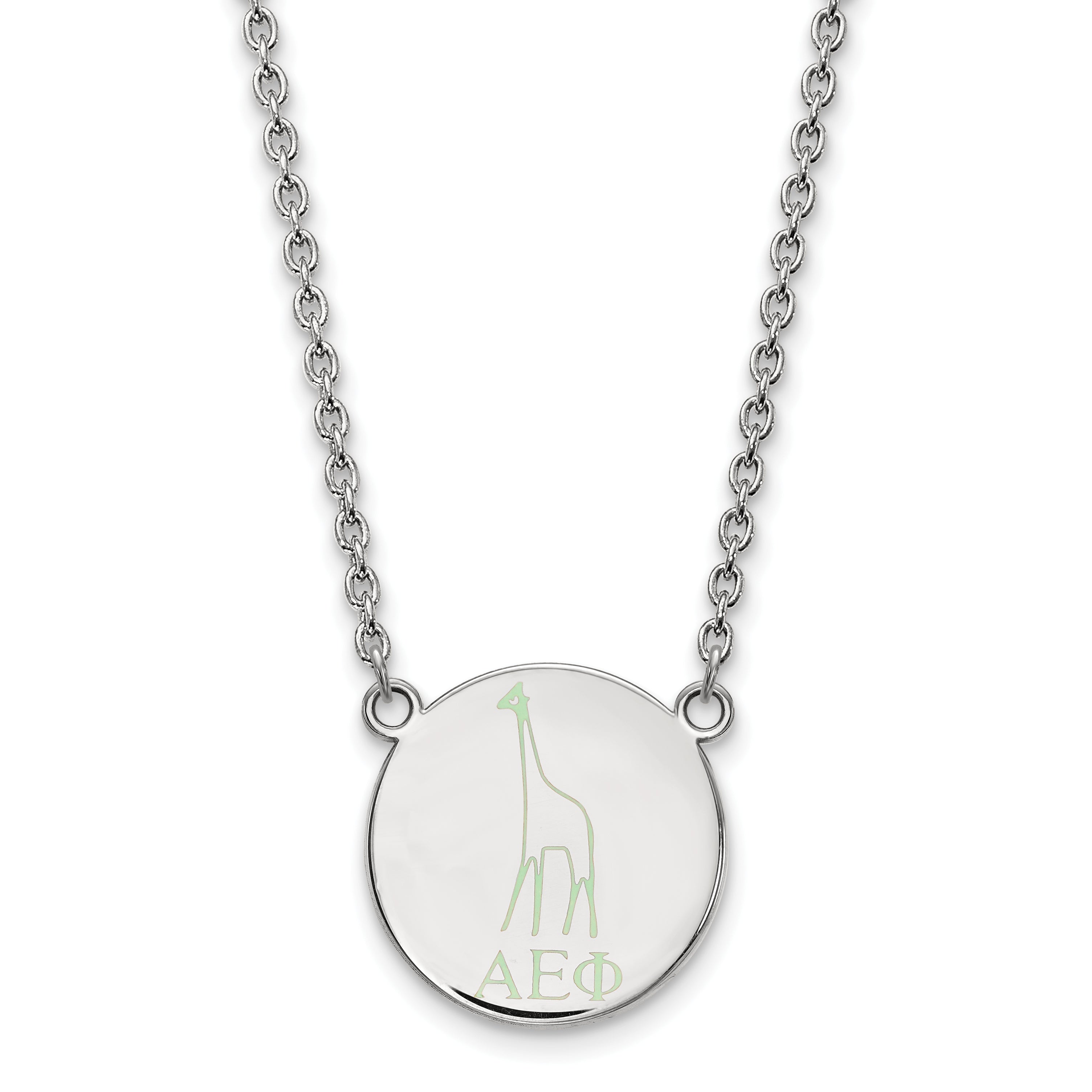 Sterling Silver Rhodium Plated Logoart Alpha Epsilon Phi Sorority Symbol Large Color Enamel Pendant 18 Inch Necklace