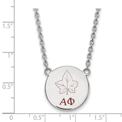 Sterling Silver Rhodium Plated Logoart Alpha Phi Sorority Symbol Large Color Enamel Pendant 18 Inch Necklace
