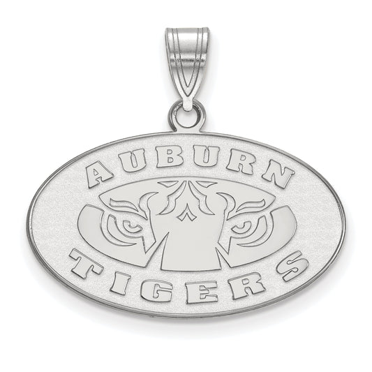 Sterling Silver Rhodium Plated Logoart Auburn Tigers Medium Pendant