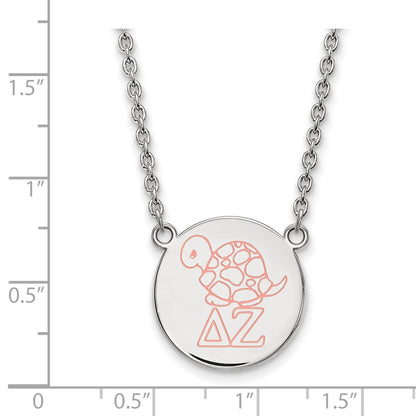 Sterling Silver Rhodium Plated Logoart Delta Zeta Sorority Symbol Large Color Enamel Pendant 18 Inch Necklace
