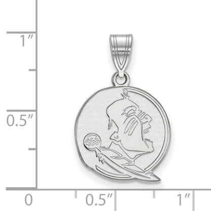Sterling Silver Rhodium Plated Logoart Florida State University Seminole Medium Pendant