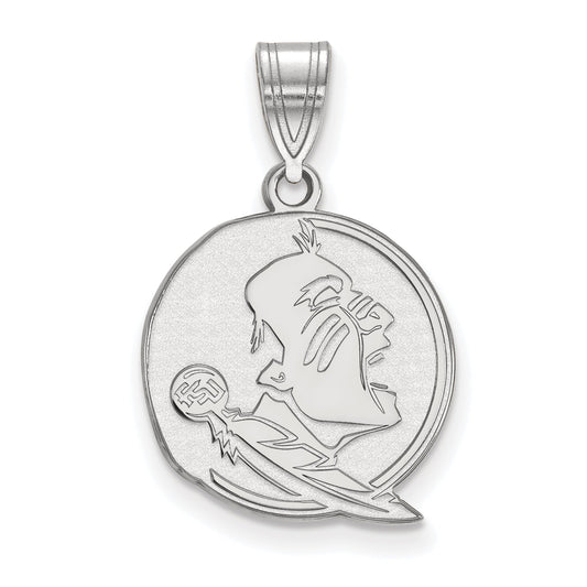 Sterling Silver Rhodium Plated Logoart Florida State University Seminole Medium Pendant