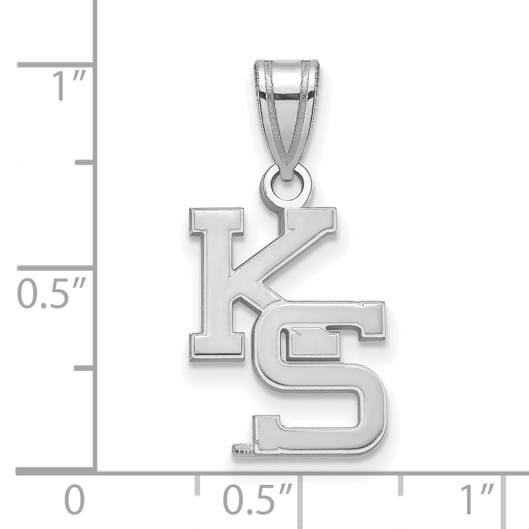 Sterling Silver Rhodium Plated Logoart Kansas State University K S Medium Pendant