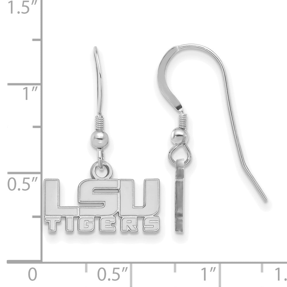 Sterling Silver Rhodium Plated Logoart Louisiana State University L S U Tigers Extra Small Dangle Wire Earrings