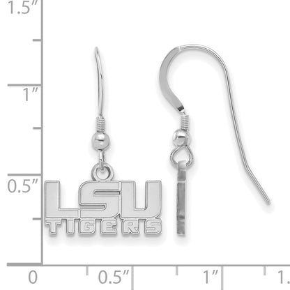 Sterling Silver Rhodium Plated Logoart Louisiana State University L S U Tigers Extra Small Dangle Wire Earrings