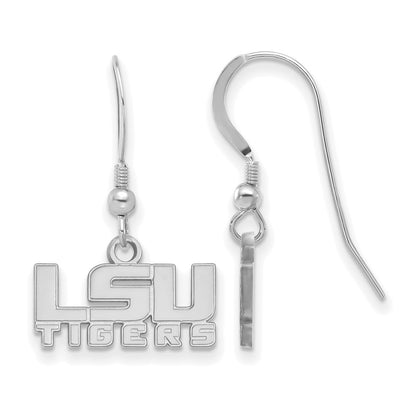 Sterling Silver Rhodium Plated Logoart Louisiana State University L S U Tigers Extra Small Dangle Wire Earrings