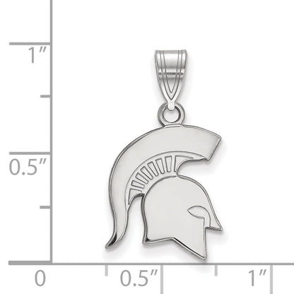 Sterling Silver Rhodium Plated Logoart Michigan State University Spartan Medium Pendant