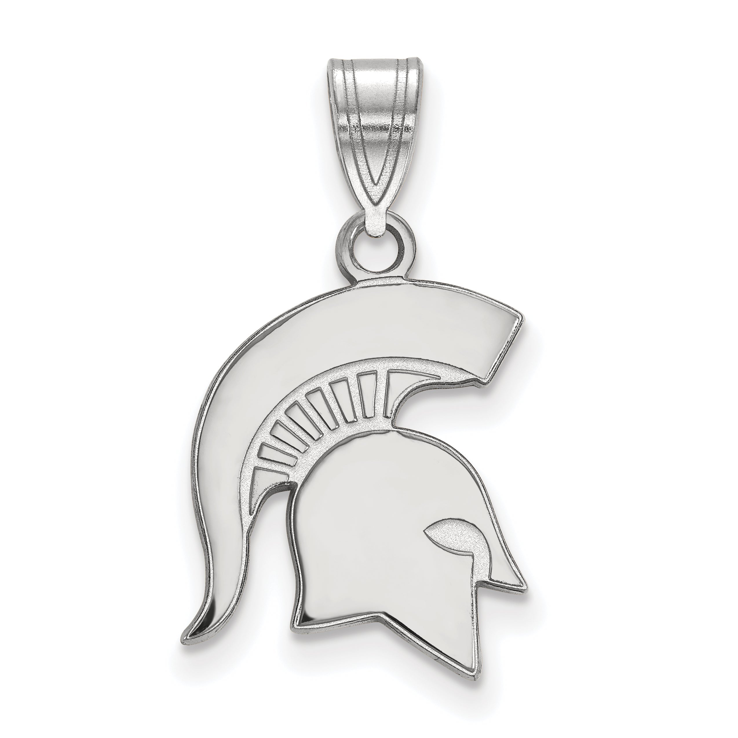 Sterling Silver Rhodium Plated Logoart Michigan State University Spartan Medium Pendant