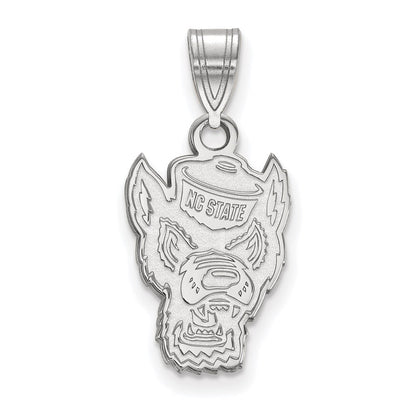 Sterling Silver Rhodium Plated Logoart North Carolina State University Wolf Medium Pendant