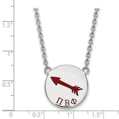 Sterling Silver Rhodium Plated Logoart Pi Beta Phi Sorority Symbol Large Color Enamel Pendant 18 Inch Necklace