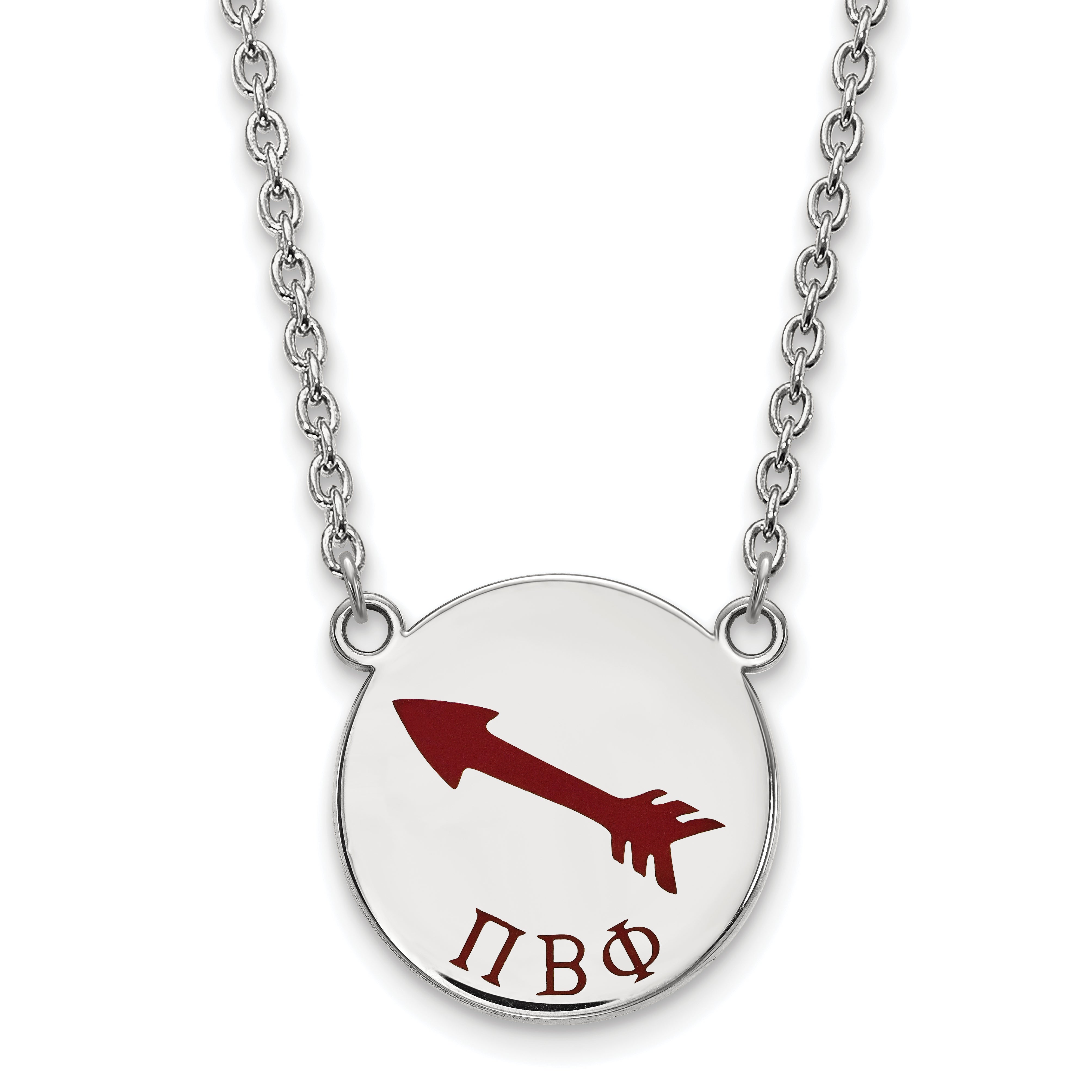 Sterling Silver Rhodium Plated Logoart Pi Beta Phi Sorority Symbol Large Color Enamel Pendant 18 Inch Necklace