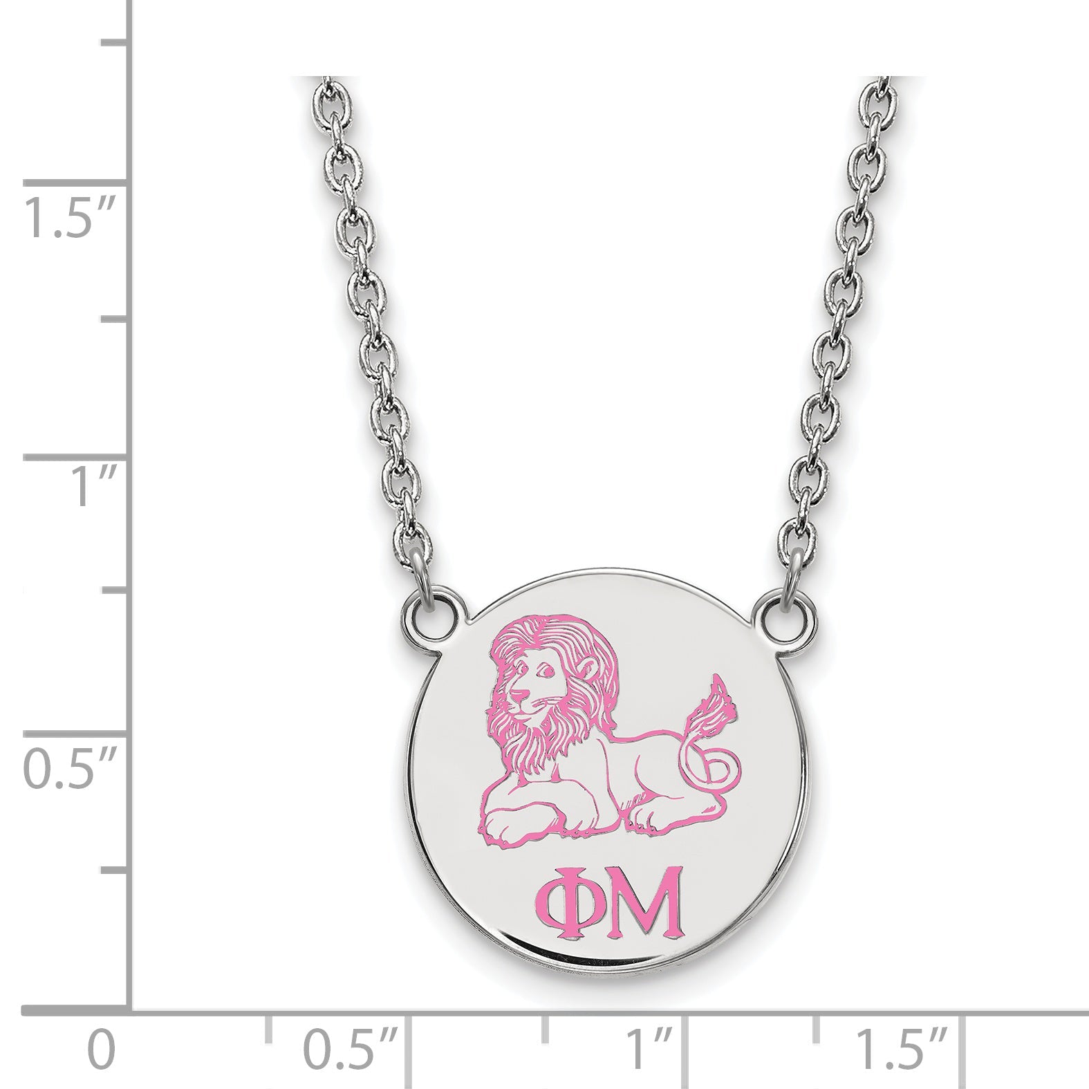Sterling Silver Rhodium Plated Logoart Phi Mu Sorority Symbol Small Color Enamel Pendant 18 Inch Necklace