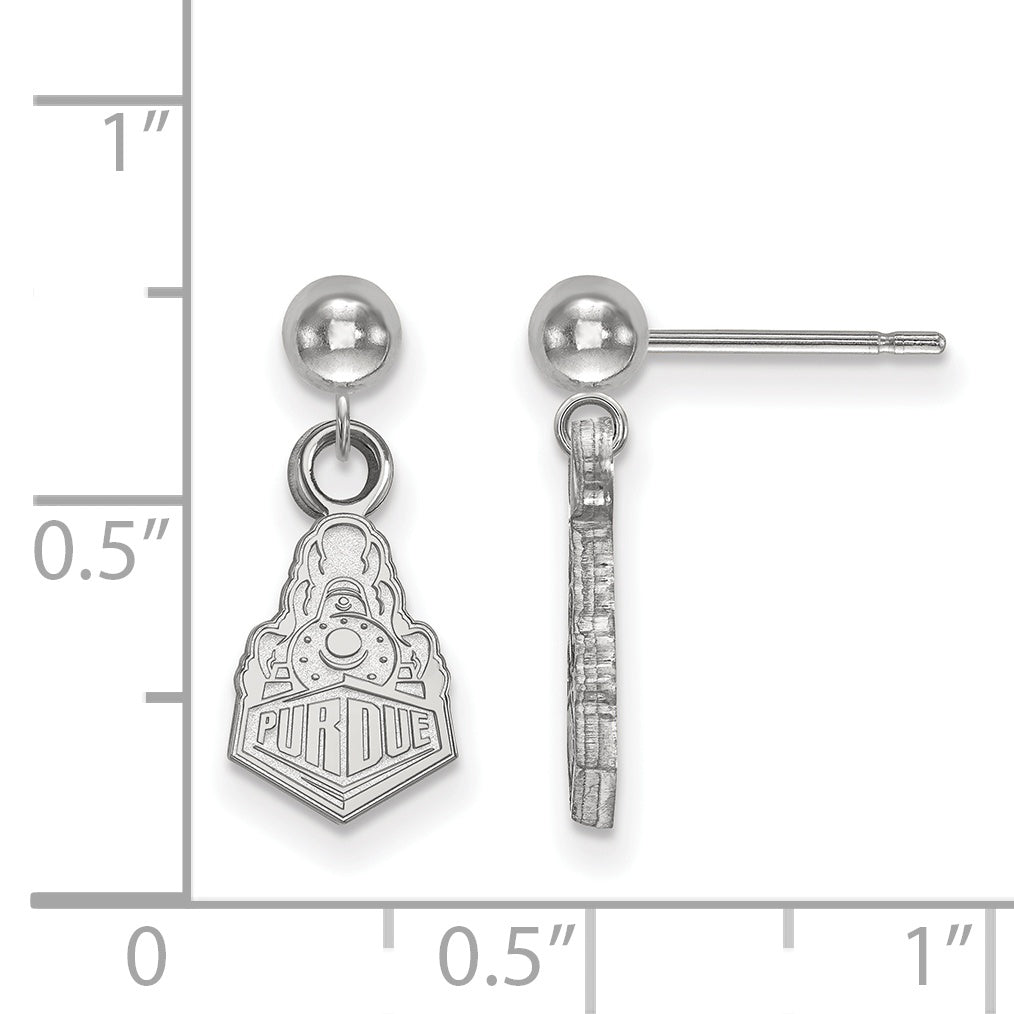Sterling Silver Rhodium Plated Logoart Purdue University Boilermakers Train Logo Dangle Ball Post Earrings