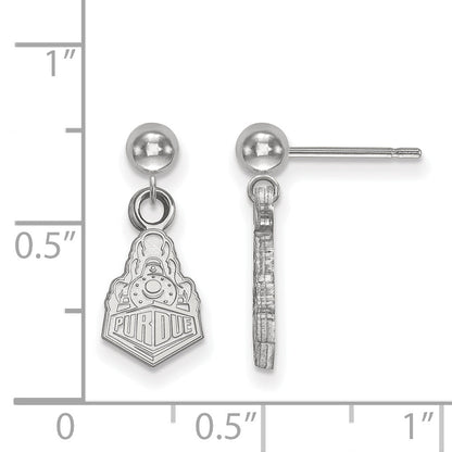 Sterling Silver Rhodium Plated Logoart Purdue University Boilermakers Train Logo Dangle Ball Post Earrings
