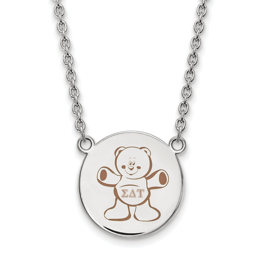 Sterling Silver Rhodium Plated Logoart Sigma Delta Tau Sorority Symbol Large Color Enamel Pendant 18 Inch Necklace
