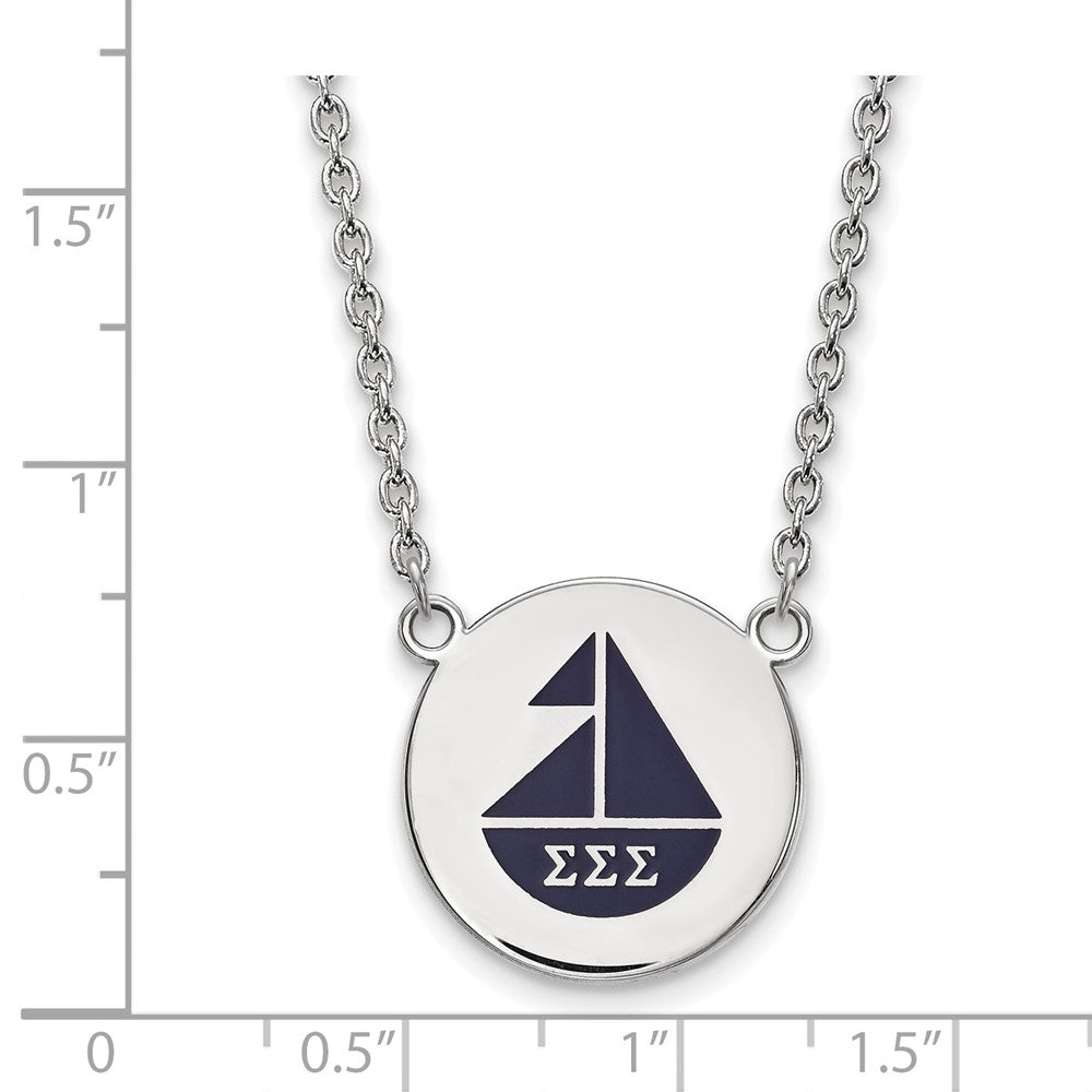 Sterling Silver Rhodium Plated Logoart Sigma Sorority Symbol Large Color Enamel Pendant 18 Inch Necklace