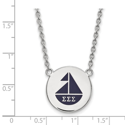 Sterling Silver Rhodium Plated Logoart Sigma Sorority Symbol Large Color Enamel Pendant 18 Inch Necklace