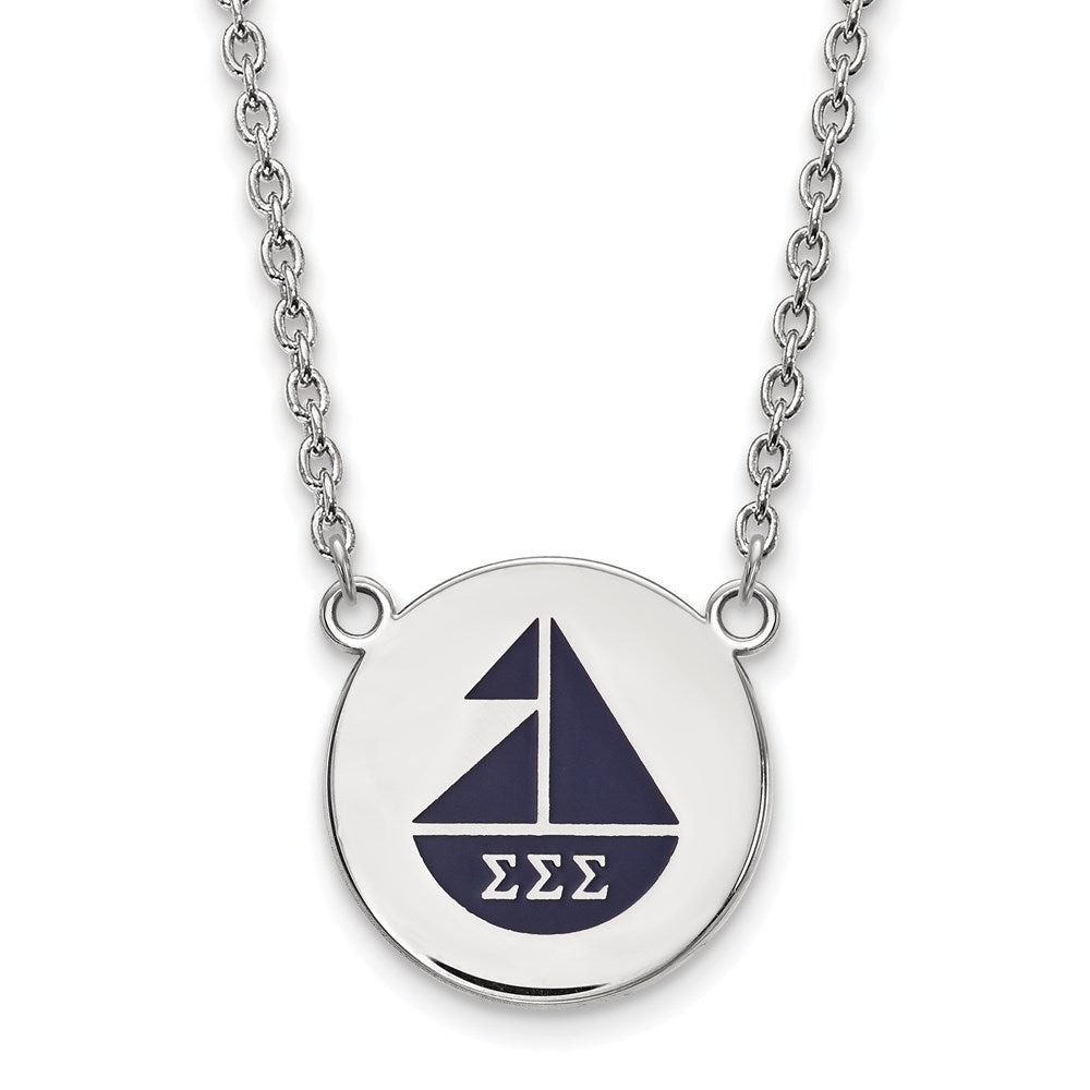 Sterling Silver Rhodium Plated Logoart Sigma Sorority Symbol Large Color Enamel Pendant 18 Inch Necklace
