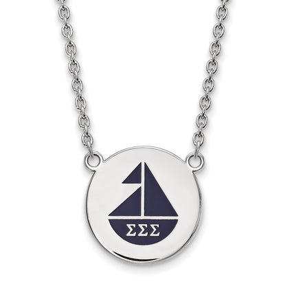 Sterling Silver Rhodium Plated Logoart Sigma Sorority Symbol Large Color Enamel Pendant 18 Inch Necklace