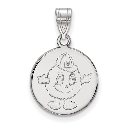 Sterling Silver Rhodium Plated Logoart Syracuse University Mascot Medium Disc Pendant