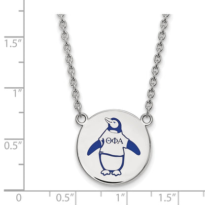 Sterling Silver Rhodium Plated Logoart Theta Phi Alpha Sorority Symbol Large Color Enamel Pendant 18 Inch Necklace