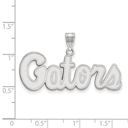 14K White Gold Logoart University Of Florida Gators Script Medium Pendant
