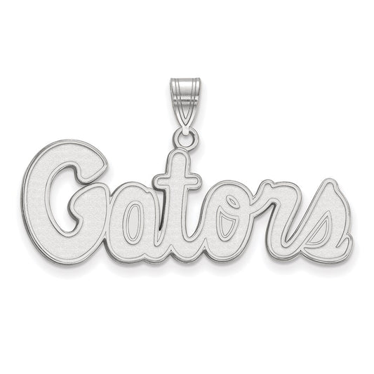 10K White Gold Logoart University Of Florida Gators Script Medium Pendant