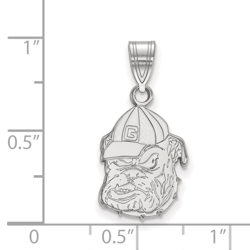 Sterling Silver Rhodium Plated Logoart University Of Georgia Bulldog Medium Pendant