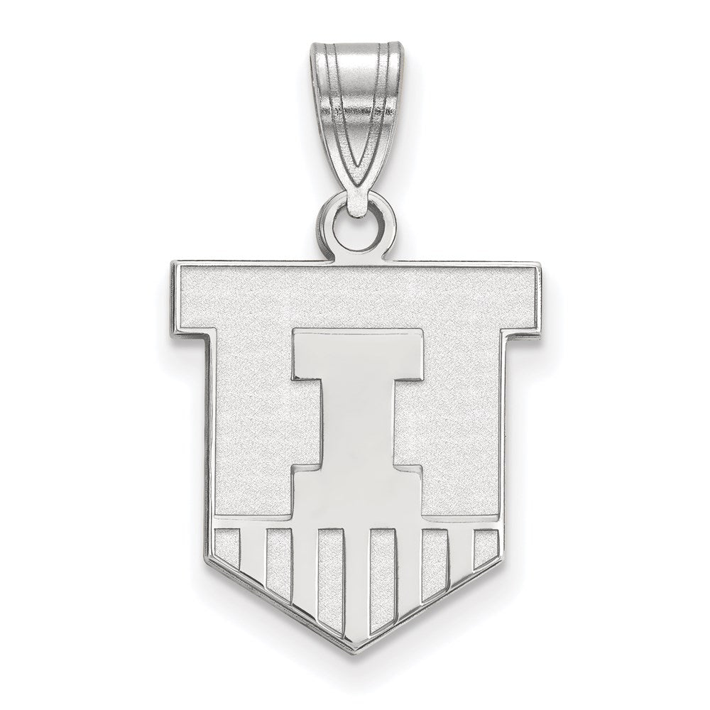 10K White Gold Logoart University Of Illinois Victory Badge Medium Pendant