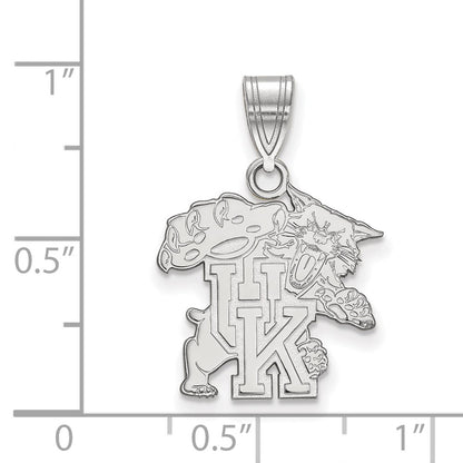 Sterling Silver Rhodium Plated Logoart University Of Kentucky U K Wildcat Medium Pendant
