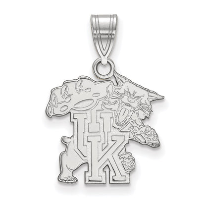 Sterling Silver Rhodium Plated Logoart University Of Kentucky U K Wildcat Medium Pendant