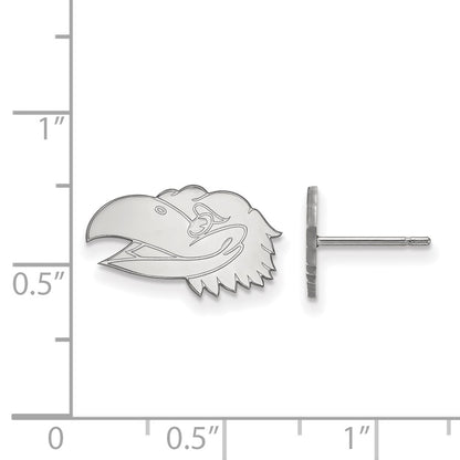 14K White Gold Logoart University Of Kansas Jayhawk Extra Small Post Earrings