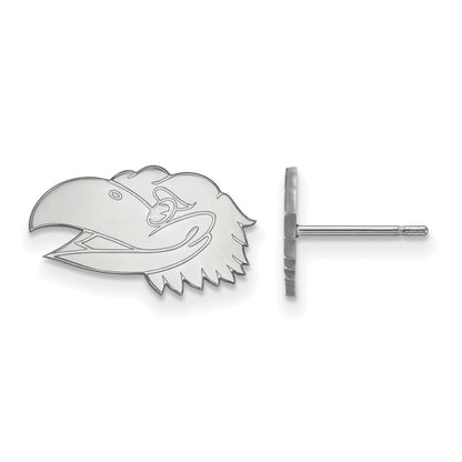14K White Gold Logoart University Of Kansas Jayhawk Extra Small Post Earrings