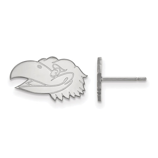 14K White Gold Logoart University Of Kansas Jayhawk Extra Small Post Earrings