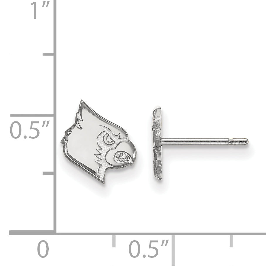 Sterling Silver Rhodium Plated Logoart University Of Louisville Cardinal Extra Small Post Earrings