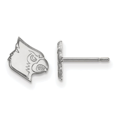 Sterling Silver Rhodium Plated Logoart University Of Louisville Cardinal Extra Small Post Earrings