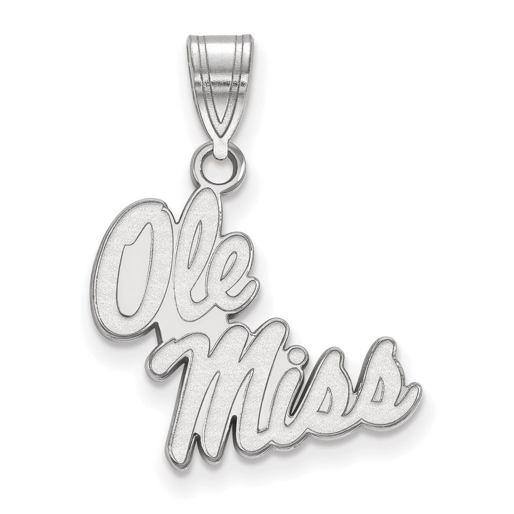 14K White Gold Logoart University Of Mississippi Ole Miss Medium Pendant