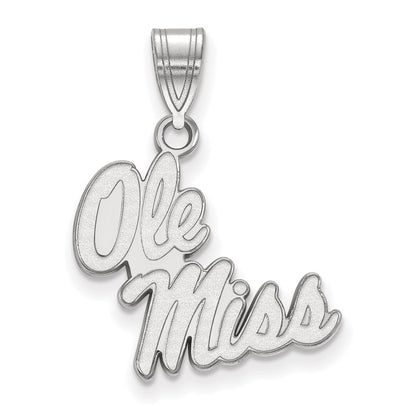 14K White Gold Logoart University Of Mississippi Ole Miss Medium Pendant