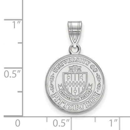 Sterling Silver Rhodium Plated Logoart University Of Pittsburgh Medium Crest Pendant