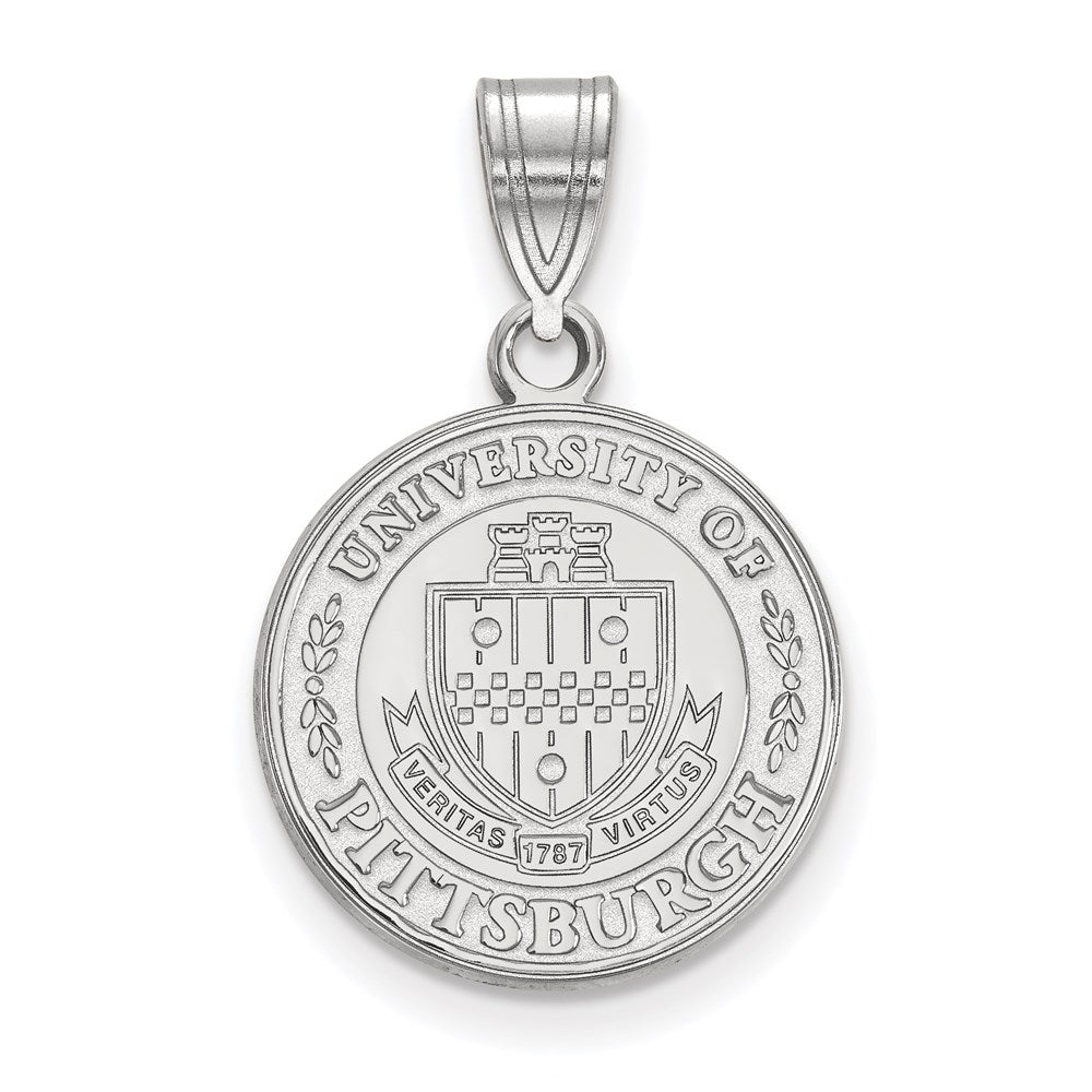 Sterling Silver Rhodium Plated Logoart University Of Pittsburgh Medium Crest Pendant