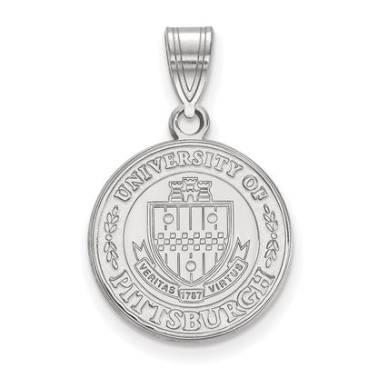 Sterling Silver Rhodium Plated Logoart University Of Pittsburgh Medium Crest Pendant
